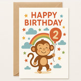 2nd Birthday Card – Cute Baby Monkey - Greeting Card